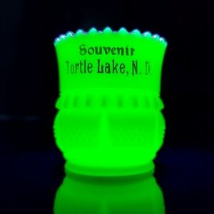 1899 Tarentum 127 Green Custard Glass Toothpick Holder Souvenir AKA Columbia